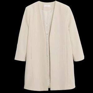 NWT Mango ‘Karibu’ Longline Jacket in Cream Size Medium